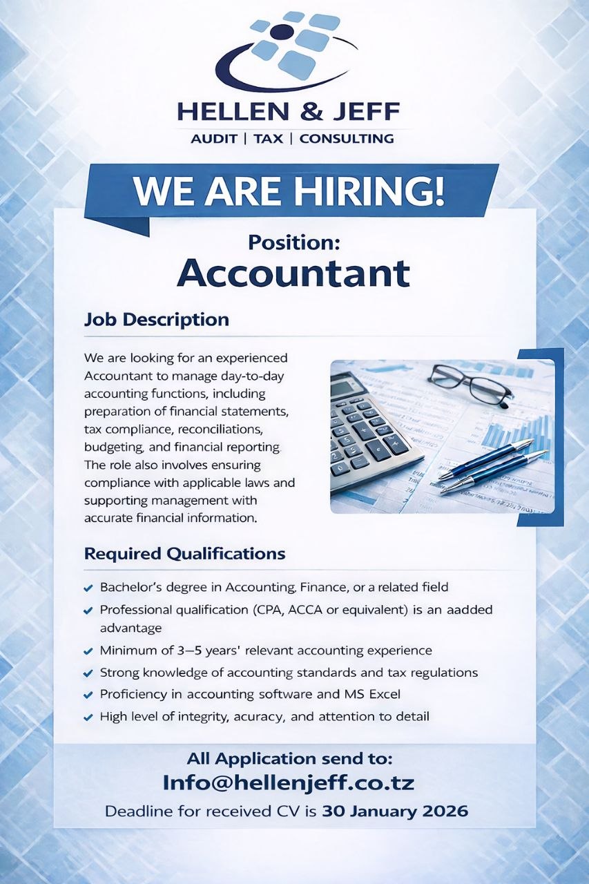 Hellen & Jeff Consulting Group, AjiraLeo Tanzania, AjiraLeo, Ajira Mpya, Jobs Tanzania,Nafasi za Kazi,Jobs 2026, Ajira Tanzania 2026, Ajira 2026