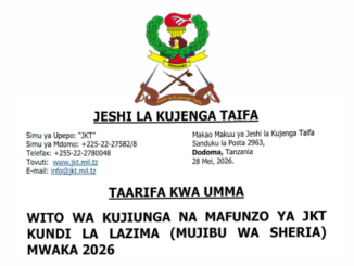 Form Six JKT Selection 2026, JKT Form Six Selection 2026, Form Six Selected To Join Jkt, Orodha ya Majina ya waliochaguliwa kujiunga JKT 2026