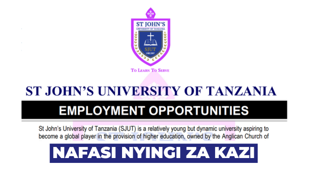 Jobs at St John’s University of Tanzania (SJUT), St John’s University of Tanzania (SJUT) Jobs 2026, Ajira Mpya SJUT, Ajira Mpya SJUT2026, Ajira Mpya St John’s University of Tanzania